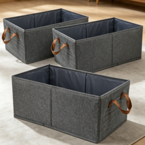 Large Foldable Storage Bins 3 Pack for Closet Organization