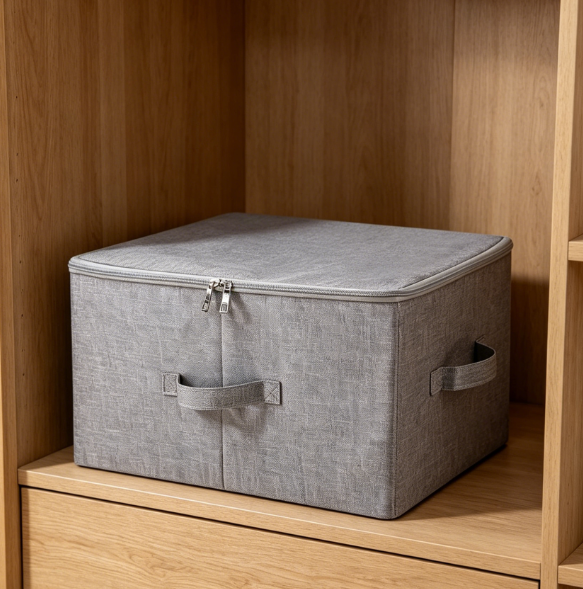 Folding Storage Boxes with Zip Lid 2 Pack