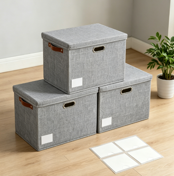 Large Collapsible Storage Bins with Lid 3 Pack